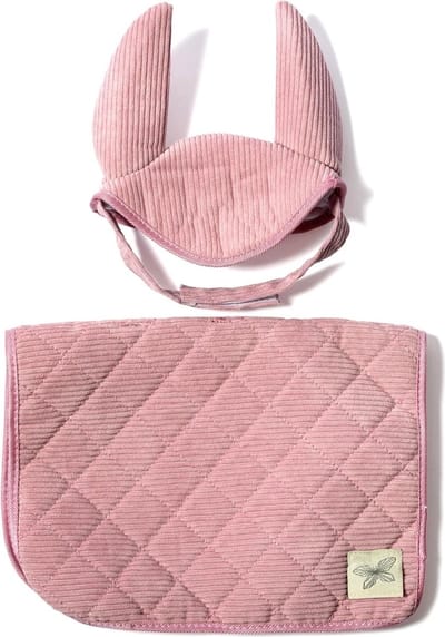 ByAstrup Stokpaard Zadeldekje en Muts Corduroy Roze