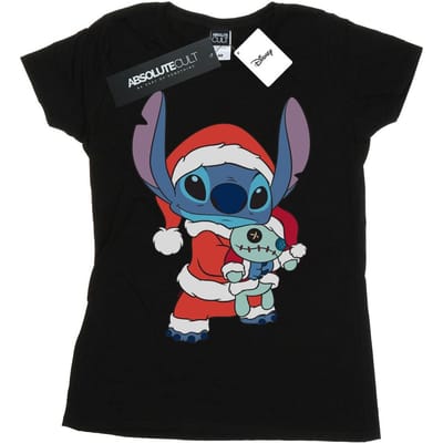 Disney Dames/Dames Lilo And Stitch Kerst Katoenen T-Shirt (Zwart)