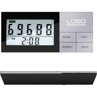 Podomètre avec Lanière Mémoire 7 Jours Pas Calories Brûlées Distance de Marche Milles Kilomètres Podomètre LCD noir