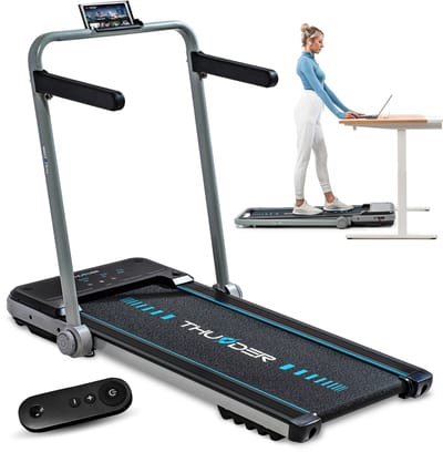 THUNDER Loopband - Opvouwbaar walkingpad - 12 km/u - Bluetooth - 130 kg - THUNDER IMPACT-SILVER