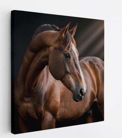 Saammp Canvas Schilderij - Paard in zonlicht - Dieren - Natuur - 20x20 - Foto op canvas - Wanddecoratie - muurdecoratie Woonkamer - Slaapkamer decoratie - Canvas Print