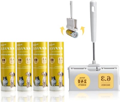 Pluisroller Groot Oppervlak - Haarverwijderaar Roller - Kleding Reinigen - Extra Kleverig Stofvrij - 6.3 Inch Breed - Zilver Wit