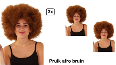 3x Afro pruik bruin disco - one size - festival disco carnaval afrokapsel 70s and 80s disco peace flower power happy together