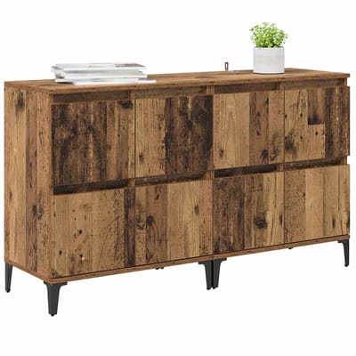 vidaXL - Dressoirs - 2 - st - Oud - Hout - 60 - x - 35 - x - 70 - cm - Bewerkt - hout
