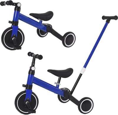 4-in-1 Evolutieve Driewieler voor Kinderen van 1-7 Jaar – Balansfiets met Afneembare Pedalen en Oudergreep