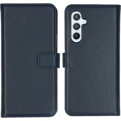 Selencia Hoesje - Geschikt voor Samsung Galaxy A54 (5G) - Echt Lederen Bookcase - Blauw