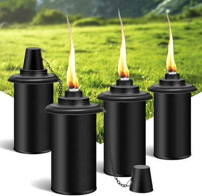 Bamboe Fakkel Bussen - Citronella Fakkels - Buitenfeesten Verlichten - Brede Opening - 4 x 16oz - Zwart