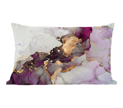 Sierkussens - Kussentjes Woonkamer - 60x40 cm - Marmer - Abstract - Goud - Paars