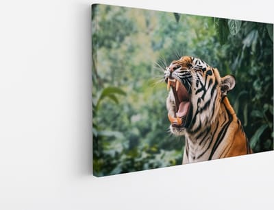 Saammp Canvas Schilderij - Brullende Tijger - Abstract - Dieren - 30x20 - Foto op canvas - Wanddecoratie - muurdecoratie Woonkamer - Slaapkamer decoratie - Canvas Print