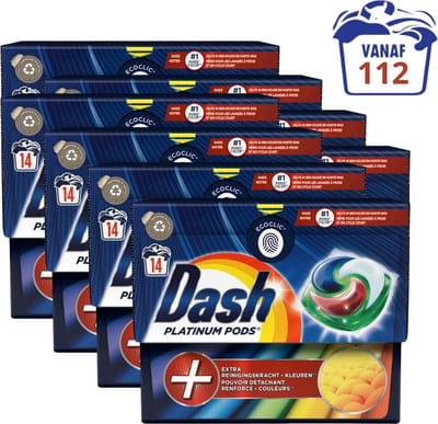Dash Platinum Wasmiddel Pods - Wascapsules - Kleur - Voordeelverpakking 112 (8 x 14) Wasbeurten
