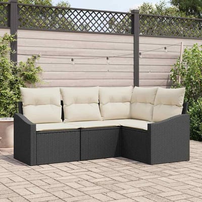 vidaXL - Tuinbank - Set - 4 - st - Zwart - en - Wit - poly - rattan