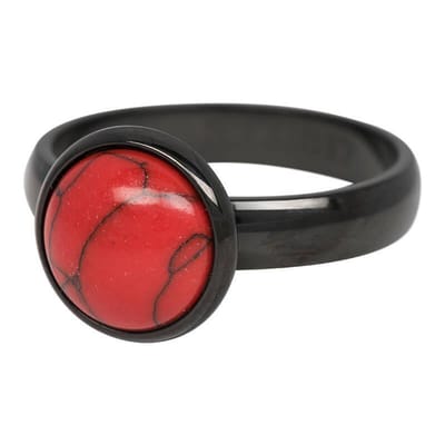iXXXi JEWELRY - Vulring - 1 Red stone - Zwart - 2mm - Maat 19