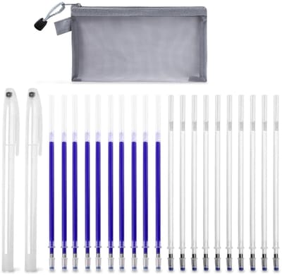 Dailygoods - 20 stuks uitwisbare stofmarkers, viltstiften voor stoffen, met etui, uitwisbare stiften, gekleurde uitwisbare pennen, voor quilten, naaien, kleermakers, markeerstiften, 20 stuks