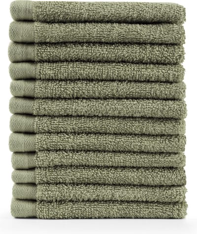 Blumtal Terry Handdoeken Set - 12 x Gezichts Handdoekje - 30 x 30 cm - Pastel Groen