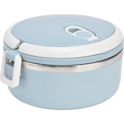 Boîte à déjeuner ronde en acier inoxydable 304, boîte à Bento d'isolation thermique étanche pour l'école et le bureau L white