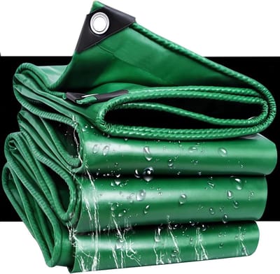 Afdekzeil met ringen - Beschermend zeil - Tuinmeubelen beschermen - Waterdicht PVC materiaal - 3x8 meter - Groen