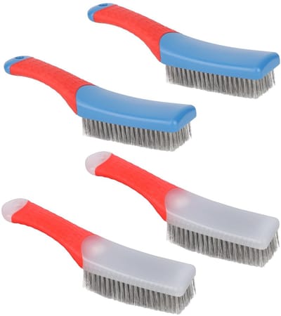 Dailygoods- Draadborstels 4st - Roestvrij Staal - Ergonomisch Handvat - Zwaar Belastbaar - Schoonmaakgereedschappen - 16x3,5 cm - Schoonmaakborstel