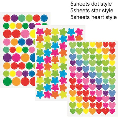 15/45 stuks Kinder Sticker Speelgoed Kleurrijke Laser Stip Hart Ster Handgemaakt DIY Decoratieve Stickers voor Kinder Verjaardagscadeaus TMZ