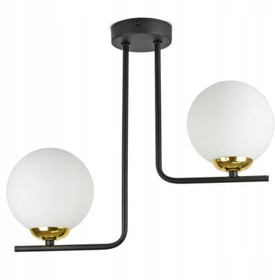 Zwarte & Gouden Hanglamp met Kogelvormige Kappen - Stijlvol Design