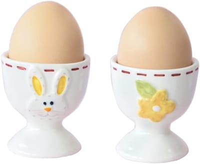 Set van 2 Keramische Eierhouders | Eierdopjes voor Zacht of Hard Gekookt Ei | Feestelijk Tafeldecoratie