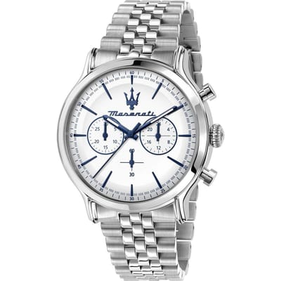 Maserati Epoca Chronograaf Roestvrij Staal Wit Wijzerplaat Quartz R8873618034 100M Herenhorloge wit