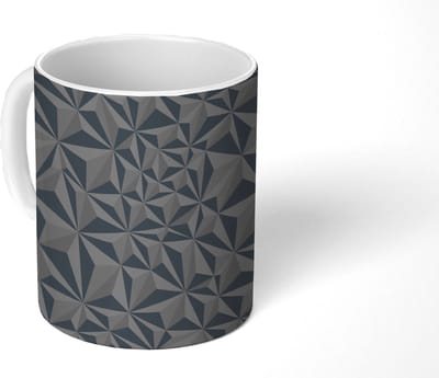 Mok - Koffiemok - Geometrie - Grijs - 3D - Patronen - Mokken - 350 ML - Beker - Koffiemokken - Theemok