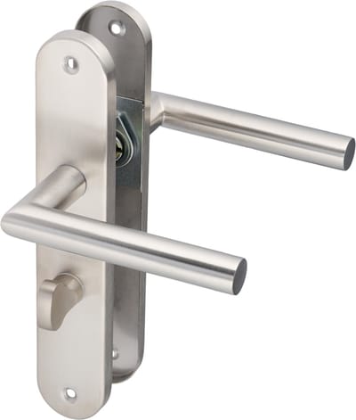 Ostiumhome® Volano - Deurbeslag - Deurklink op Rond Schild - Met WC/Badkamer-Slot - PC 63mm - RVS Zilver - Complete Set