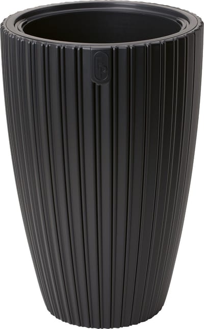 Form Plastic Plantenpot/bloempot Mika - kunststof - zwart - D40 x H58 cm - met binnenpot - rond