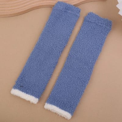 Winterkniebescherming Verdikt pluche Hoge elasticiteit Beenwarme mouwen Koraalfleece Koudbestendige zachte beenwarmer gray