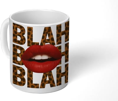Mok - Koffiemok - Lip - Rood - Quote - Mokken - 350 ML - Beker - Koffiemokken - Theemok - Mok met Tekst