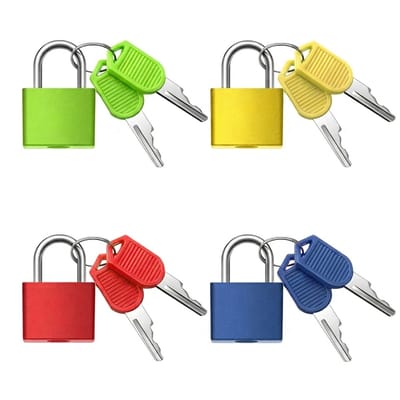 Groen Geel Rood Blauw kofferslot hangslot unisex mini bagage slot met sleutels metalen klein hangslot voor koffer tas school locker gym set van 4
