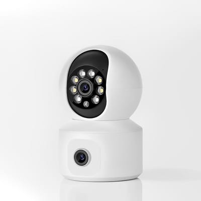 Beveiligingscamera Dubbele Lens - Wifi Camera Thuis - Huisbewaking - 360 Graden Rotatie - 14 x 12 x 9 cm