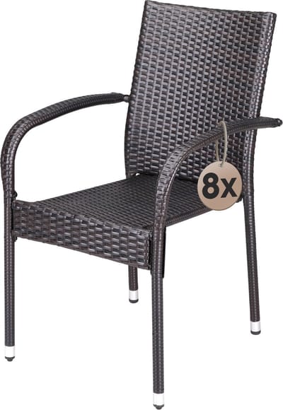 Casaria Tuinstoelen Stapelbaar – Set van 8 – 90x56x60 cm – Bruin