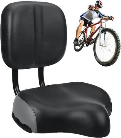 Fietszitje met rugleuning - Comfort zadel - Comfortabel fietsen - Verstelbare rugleuning - Extra breed - Grijs