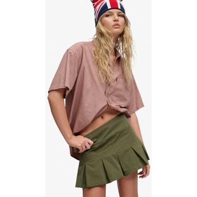 Superdry Bench Logo Geplooide Mini Rok Green Grootte: Xxs