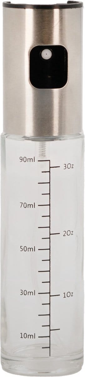 Intirilife Oliesprayer olieverstuiver , 100 ml sprayflessen met bakkwast, flessenborstel en olie trechter - Voor het doseren van olie of azijn op gerechten 4-delige set