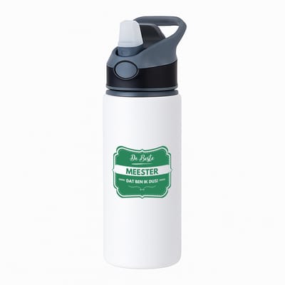 Hacebo® - De beste meester waterfles met rietje zwart - Meester - beste meester - school - verjaardagscadeau - afscheidscadeau - water fles - 650ML