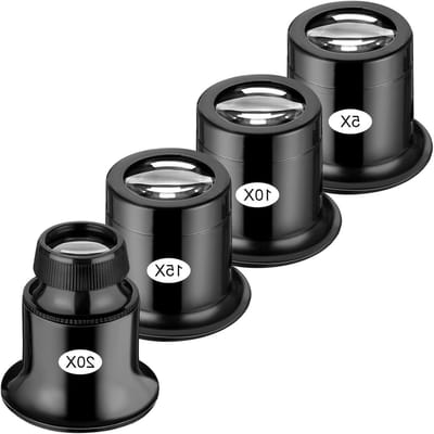Vergrootglas voor Horlogemakers - 5X/10X/15X/20X Vergrootglas voor Sieraden, Edelstenen, Munten en Stempels, Ideaal voor Hobbyisten en Elektriciens