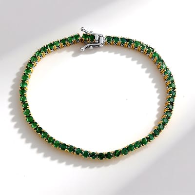 Cavill - Luxe Zilveren Armband 925 Sterling met 57 Rond Zambia Smaragden 4,104 ct - Palladium Laag - Elegante Edelsteen Sieraad voor Dames