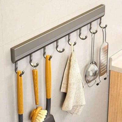 Wandgemonteerde haken Rek Punch Gratis keukenopslag Rijhaakhouder Badkamerjas Handdoekkleerhangers Multifunctionele haken