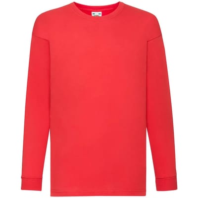 Fruit of the Loom Kids Value Weight Longsleeve 5 stuks T-shirt Rood (Maat 104)