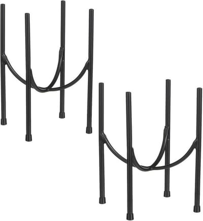 Mica Decorations - bloempot plantenstandaard/verhoger - zwart - 2x stuks - H32 x D21 cm