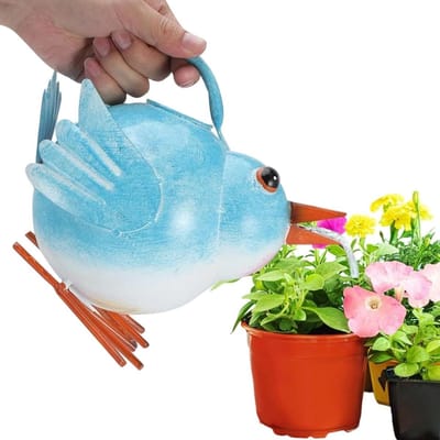 Waterkan Vogelontwerp - Decoratieve gieter - Planten water geven - Optimale waternauwkeurigheid - 28 x 17 x 28 cm - Blauw