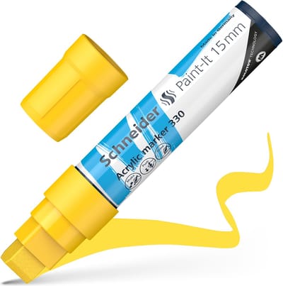 Schneider acrylmarker - Paint-It 330 - 15mm - geel - acrylstiften - S-120305