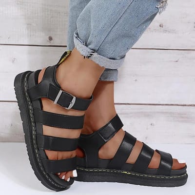 Sandales d'été chaussures pour femmes plate-forme compensée bout ouvert sandales femme talons hauts chaussures décontractées dame mode femme Sandalias Mujer 41 noir
