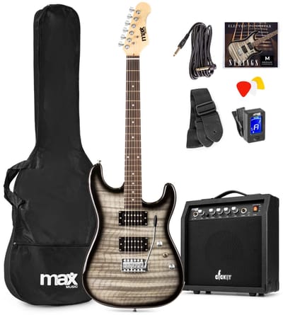 Max GigKit Elektrische gitaar 4/4 - Met 40 Watt versterker en accessoires - Zwart