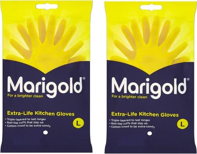 Marigold Keukenhandschoen Geel - Maat L - 2x1 paar voordeelverpakking