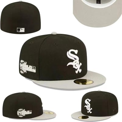 Chicago White Sox maat pet, gesloten hoed, honkbalpet, zonneklep, geborduurde hoed, diverse kleuren 7 beige