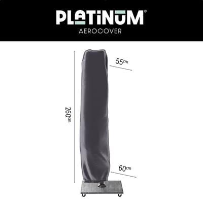 Platinum AeroCover - Zweefparasolhoes - H260x55/60cm - tot 3,2x3,2m, 2,6x3,5m en 3,5x2,6m - Met rits en stok - Ademend - Waterproof - Hoge kleurechtheid