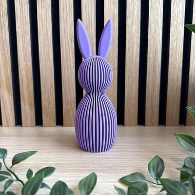 Decoratieve Paashaas 14 cm hoog - Pastelpaars - JM Woods